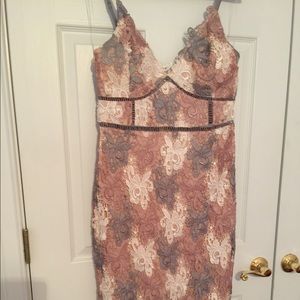 Silver and pink lace dress